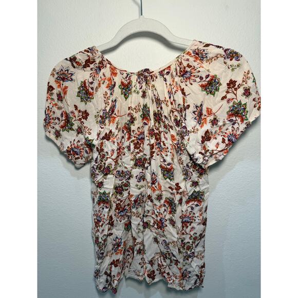 Daytrip Women's Floral Cap Sleeve Flowy Blouse Size Small Boho Chic - Picture 7 of 8